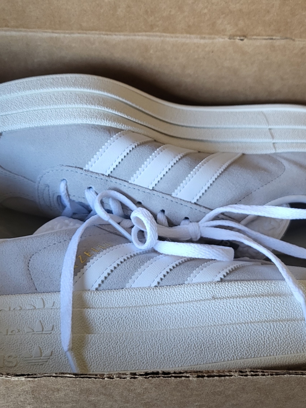 Adidas Gazelle Bold Suede Platform Sneakers in White